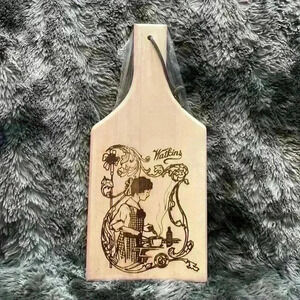 NWOT Watkins Wood Cutting Board 125th Anniversary  Woman Cooking Burned In